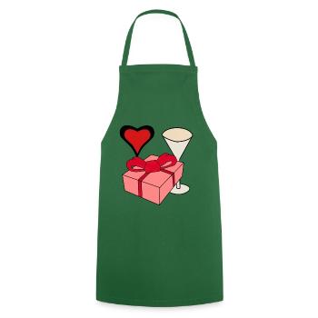 Idée cadeau fête des mères anniversaire voeux coeurs - Tablier de cuisine - vert foncé - Devant - AI Model Male 185 dark (185cm)