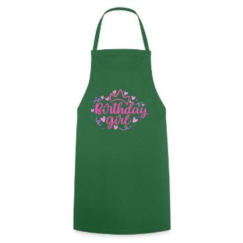 Anniversaire Girlie avec Couronne Coeur Confettis - Tablier de cuisine - vert foncé - Devant - AI Model Male 185 dark (185cm)