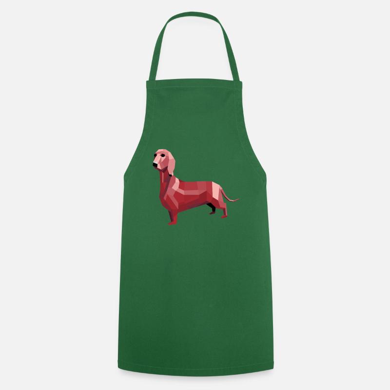 Teckel low poly rouge - Tablier de cuisine - vert foncé