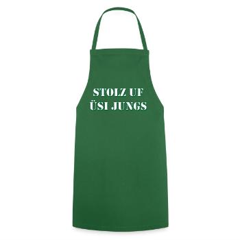 Stolz uf üsi Jungs Fussball Schweiz Design - Cooking Apron - green - Front - AI Model Male 185 dark (185cm)