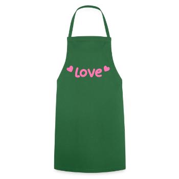 Pastel Love and Pink Hearts - Cooking Apron - green - Front - AI Model Male 185 dark (185cm)