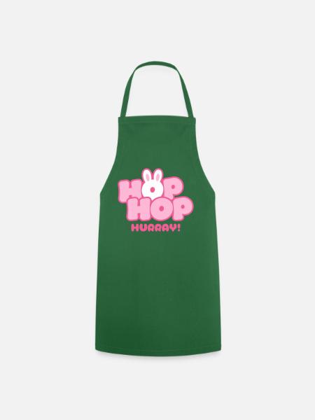 Hop Hop Hurray | Cute Bunny Saying Motif - Cooking Apron - green