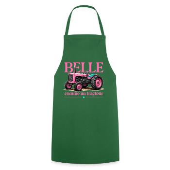 Belle comme un tracteur humour agriculture girly - Tablier de cuisine - vert foncé - Devant - AI Model Male 185 dark (185cm)