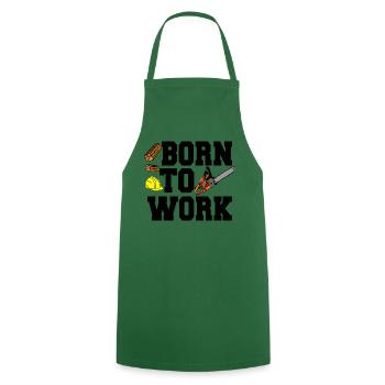 Chainsaw - Born to Work – Construction Site Motif - Cooking Apron - green - Front - AI Model Male 185 dark (185cm)