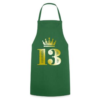 13 Number Crown Gold - Cooking Apron - green - Front - AI Model Male 185 dark (185cm)