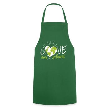 Love our planet, aimer notre planète terre ! - Tablier de cuisine - vert foncé - Devant - AI Model Male 185 dark (185cm)