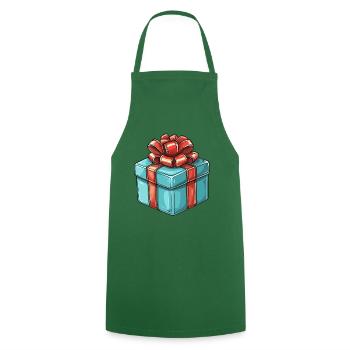 Gift in blue with red bow - Cooking Apron - green - Front - AI Model Male 185 dark (185cm)