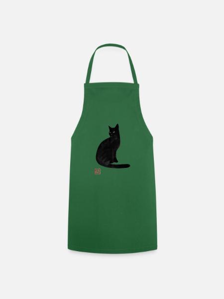 schwarze Katze - Kochschürze - Grün