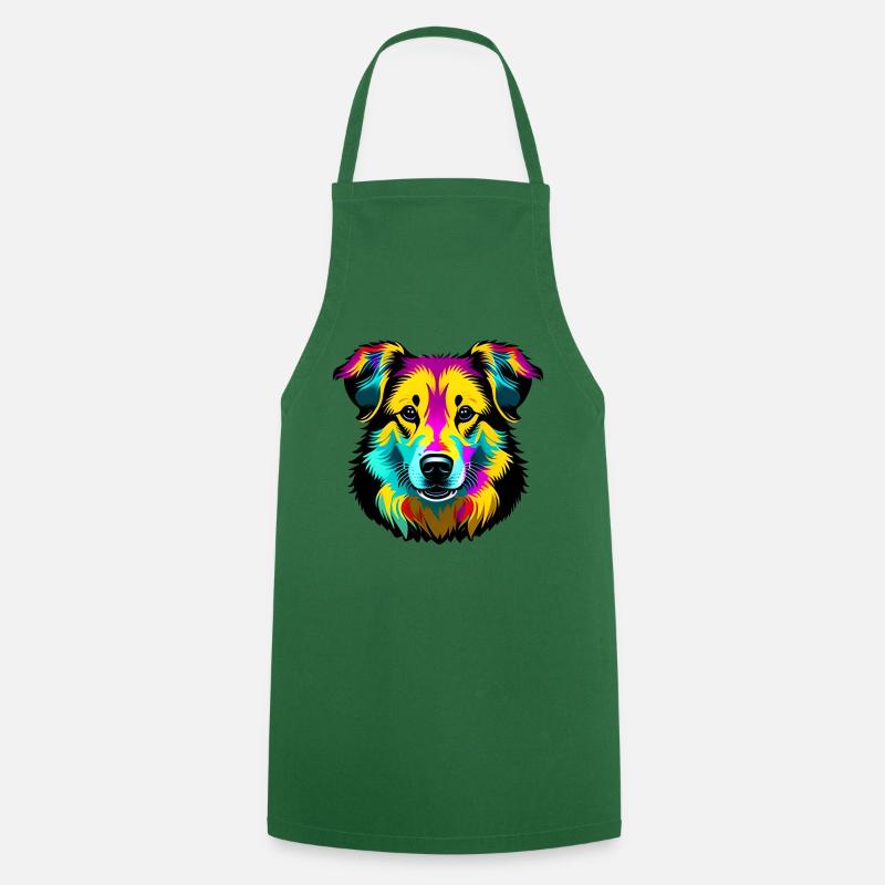 Chien coloré - Tablier de cuisine - vert foncé