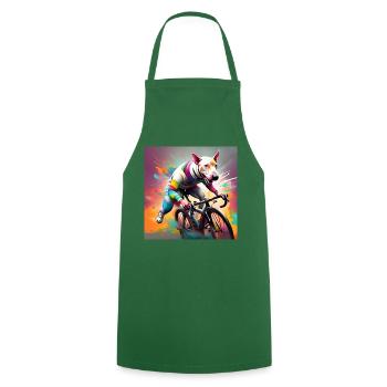 English Bull Terrier Racing Cyclist - Cooking Apron - green - Front - AI Model Male 185 dark (185cm)