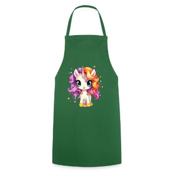 Unicorn Comic Style Big Eyes - Cooking Apron - green - Front - AI Model Male 185 dark (185cm)