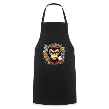 Affe angry schimpanse cartoon - Kochschürze - Schwarz - Vorne - AI Model Male 185 dark (185cm)