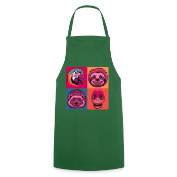 Pop Art Halloween Animals Smile Hedgehog Parrot Duck - Cooking Apron - green - Front - AI Model Male 185 dark (185cm)