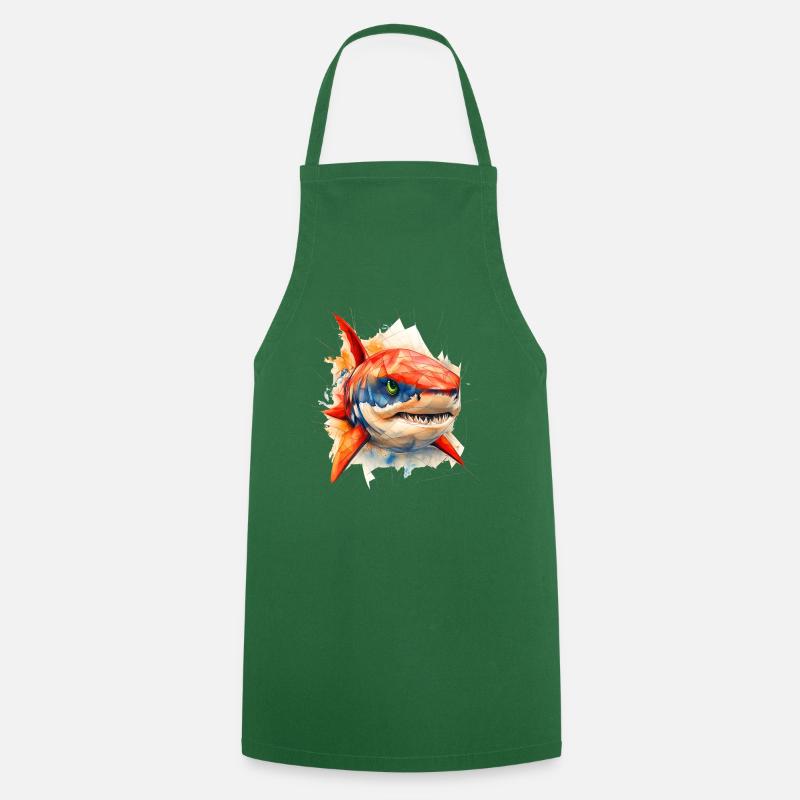 Requin, la puissance à l'état pur. - Tablier de cuisine - vert foncé