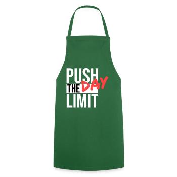 PUSH THE DAY LIMIT – Push Day Motivation for Strength - Cooking Apron - green - Front - AI Model Male 185 dark (185cm)