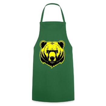 Bear Grizzly Head - Cooking Apron - green - Front - AI Model Male 185 dark (185cm)