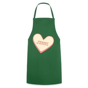 Jenni Last Name First Name Pink Sugar Heart - Cooking Apron - green - Front - AI Model Male 185 dark (185cm)