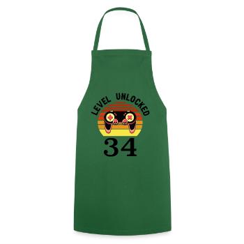 Level 34 unlocked 34 Birthday 34 years old - Cooking Apron - green - Front - AI Model Male 185 dark (185cm)