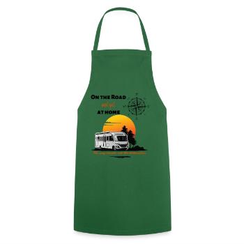 Camping Motorhome Saying English - Cooking Apron - green - Front - AI Model Male 185 dark (185cm)