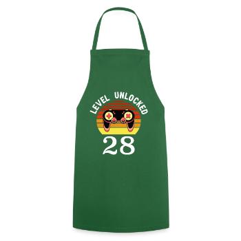 Level 28 unlocked 28 Birthday 28 years old - Cooking Apron - green - Front - AI Model Male 185 dark (185cm)