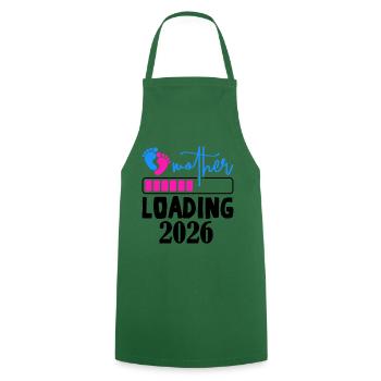 Mother Loading Annonce de grossesse 2026 - Tablier de cuisine - vert foncé - Devant - AI Model Male 185 dark (185cm)