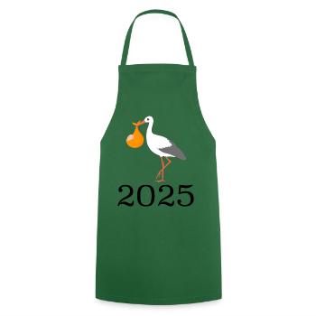 Storch bringt das Baby, Baby kommt bald, Mama 2025 - Kochschürze - Grün - Vorne - AI Model Male 185 dark (185cm)
