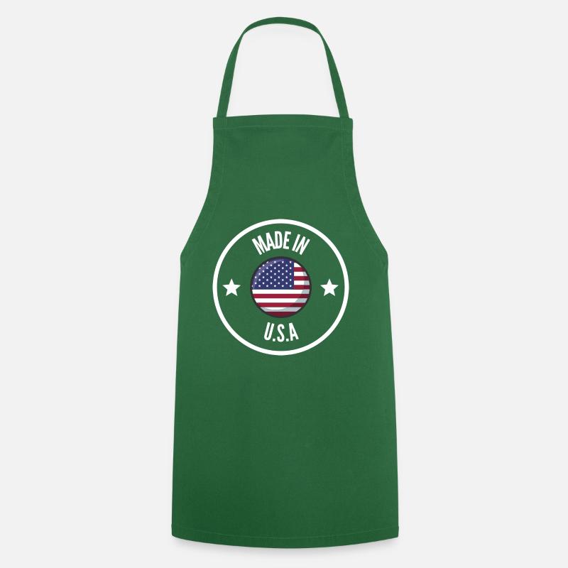 MADE IN USA White - Tablier de cuisine - vert foncé