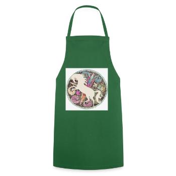 Cheval mosaïque blanc - Tablier de cuisine - vert foncé - Devant - AI Model Male 185 dark (185cm)