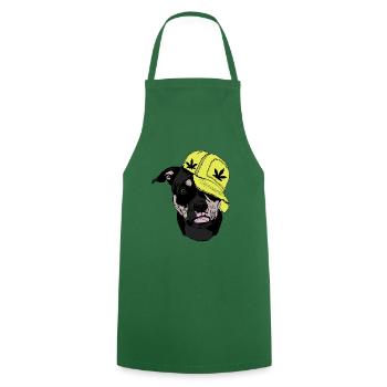American Bully Pocket Hemp Hip Hop Music Smoking Pot - Cooking Apron - green - Front - AI Model Male 185 dark (185cm)
