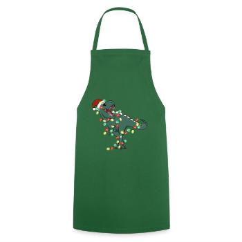 Lumières de Noël Dinosaure Noël - Tablier de cuisine - vert foncé - Devant - AI Model Male 185 dark (185cm)