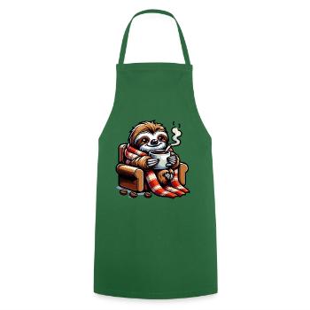 Paresseuse douillette avec café - Tablier de cuisine - vert foncé - Devant - AI Model Male 185 dark (185cm)