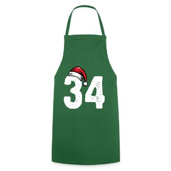 34 Numéro Noël - Tablier de cuisine - vert foncé - Devant - AI Model Male 185 dark (185cm)