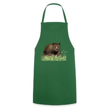 Bear in flower meadow - Cooking Apron - green - Front - AI Model Male 185 dark (185cm)