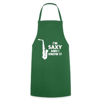 Je suis Saxy et je le sais - Tablier de cuisine - vert foncé - Devant - AI Model Male 185 dark (185cm)