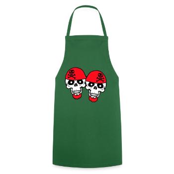 2 Crâne de pirate Squelette Crâne Équipe d’Halloween - Tablier de cuisine - vert foncé - Devant - AI Model Male 185 dark (185cm)