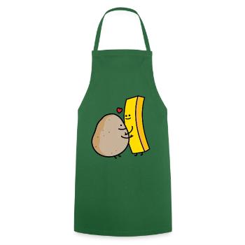 Paire de frites et pommes de terre - Tablier de cuisine - vert foncé - Devant - AI Model Male 185 dark (185cm)