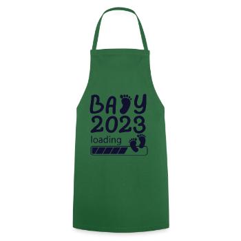 Baby is coming in 2023, pregnancy-to-be mom - Cooking Apron - green - Front - AI Model Male 185 dark (185cm)