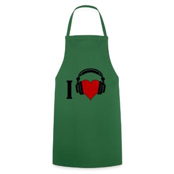 I ♥️ Music - Cooking Apron - green - Front - AI Model Male 185 dark (185cm)