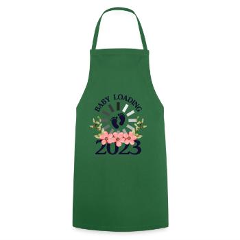 Baby is charging Baby is coming in 2023, expectant mother - Cooking Apron - green - Front - AI Model Male 185 dark (185cm)