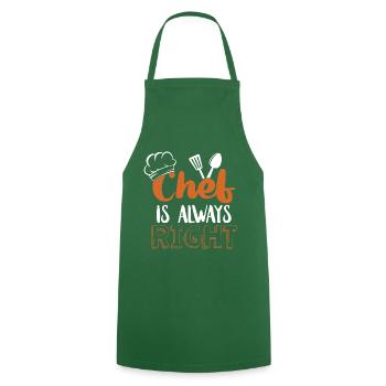 Chef Chef Chef Cuisine Drôle de dicton - Tablier de cuisine - vert foncé - Devant - AI Model Male 185 dark (185cm)