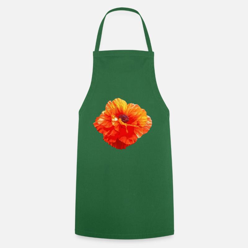 Coquelicot - beauté rouge - Tablier de cuisine - vert foncé