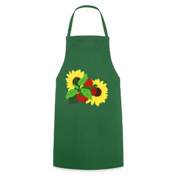 Äpfel und Sonnenblumen - Kochschürze - Grün - Vorne - AI Model Male 185 dark (185cm)