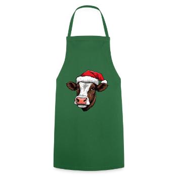 Tête d’animal de Noël de vache - Tablier de cuisine - vert foncé - Devant - AI Model Male 185 dark (185cm)