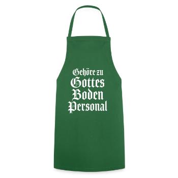 Pfarrer Priester Diakon Gottes Bodenpersonal - Kochschürze - Grün - Vorne - AI Model Male 185 dark (185cm)