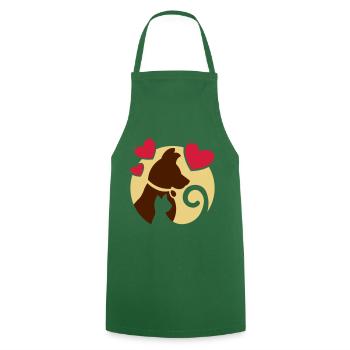 Cat and dog - Cooking Apron - green - Front - AI Model Male 185 dark (185cm)