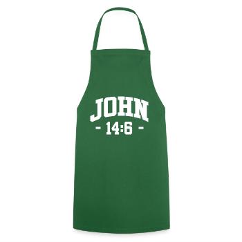 Christliche Sprüche - Kochschürze - Grün - Vorne - AI Model Male 185 dark (185cm)