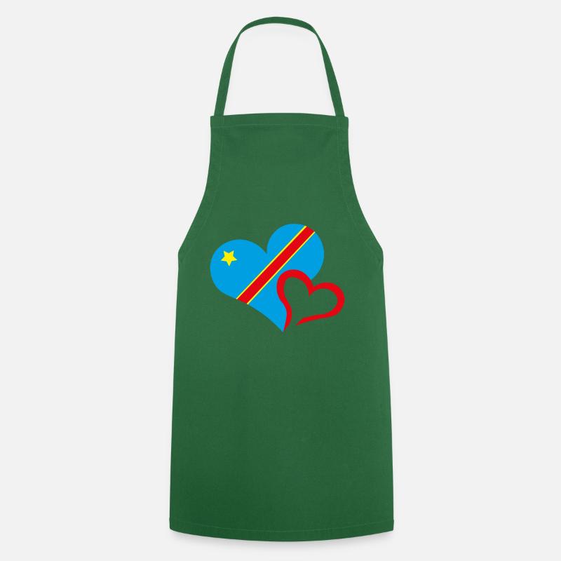 Congo, J'aime le Congo - Tablier de cuisine - vert foncé