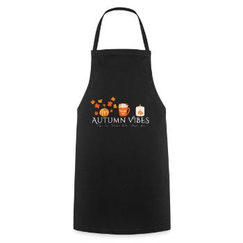 Autumn Vibes - Herbst Design - Pumpkin Spice - Cooking Apron - black - Front - AI Model Male 185 dark (185cm)