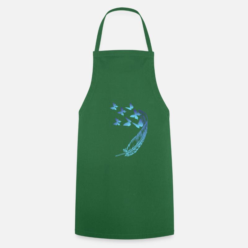 Butterflies with a feather - Cooking Apron - green