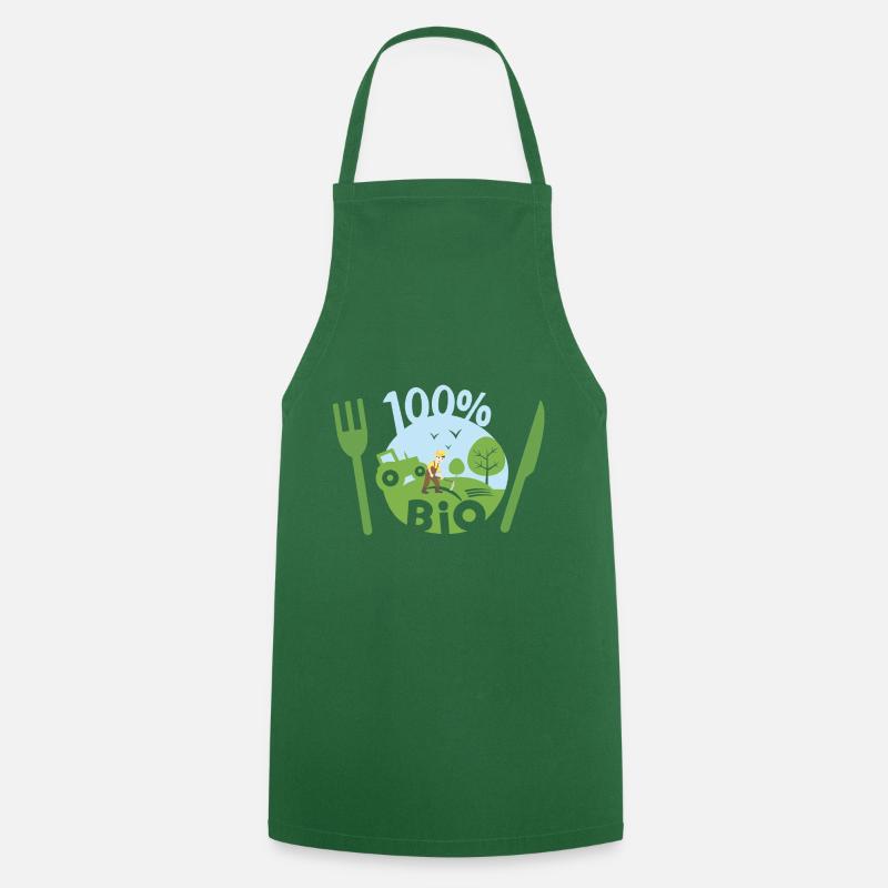 Manger bio, 100% bio - Tablier de cuisine - vert foncé